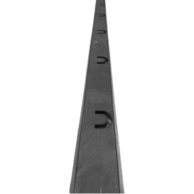 Traverse acier demi-rond creux 35x8 mm pour barreaudage à entraxe 121 mm.