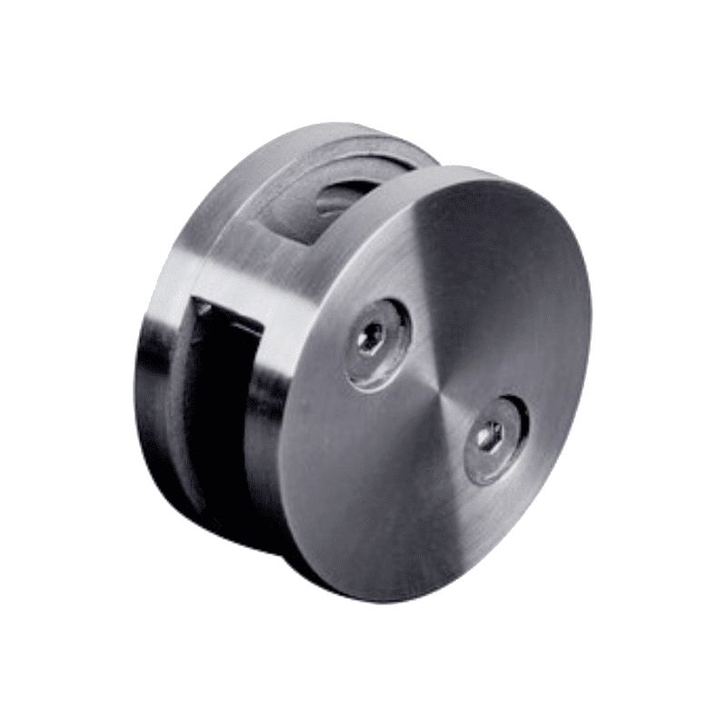 PINCE VERRE DOUBLE INOX 316 BROSSÉ - RONDE Ø60 - POUR PLAT OU TUBE