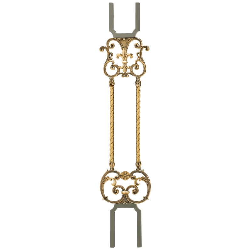 Barreau large en laiton Louis XVI à volutes décoratives carré 16 mm pour rampe intérieure