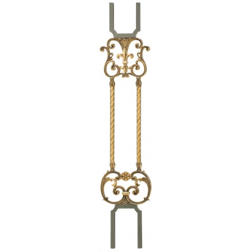 Barreau large en laiton Louis XVI à volutes décoratives carré 16 mm pour rampe intérieure