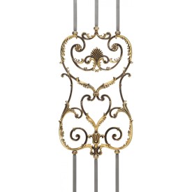 Panneau en laiton Louis XVI à volutes décoratives ajourées carré 16 mm pour rampe intérieure