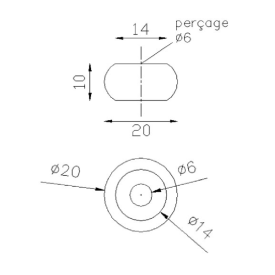 Boule décolletée méplate acier Ø20 avec alésage 6 mm