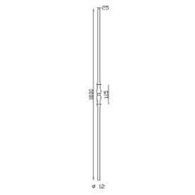 Barreau forgé décor central acier grenaillé hauteur 1000 mm