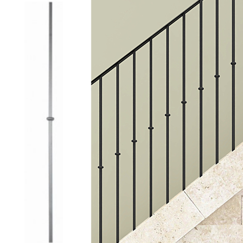 Barreau simple décor central carré 14 mm – Acier grenaillé 1000 mm