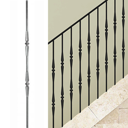Barreau fer rond double motif Ø14/16/18 mm – Longueur 1000 à 1150 mm
