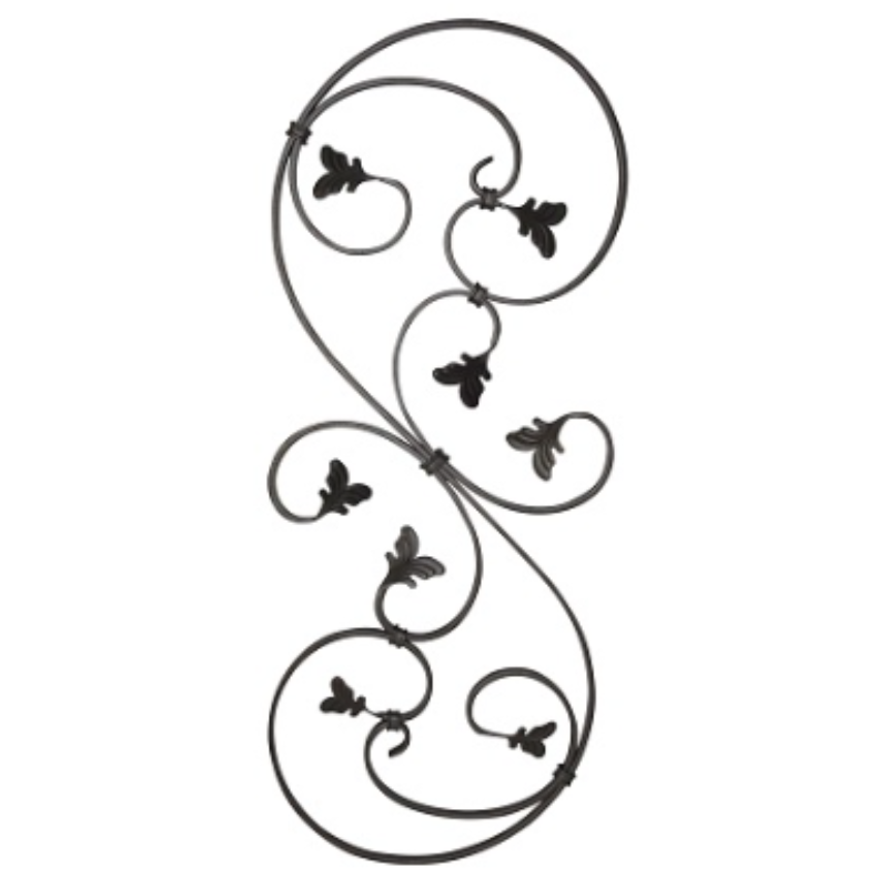 Volute décorative 8 feuilles en acier 870x340 mm fer plat 12x6 mm