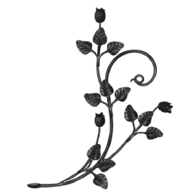 Panneau décoratif feuille et rose 600x400 mm en acier Ø10 mm grenaillé