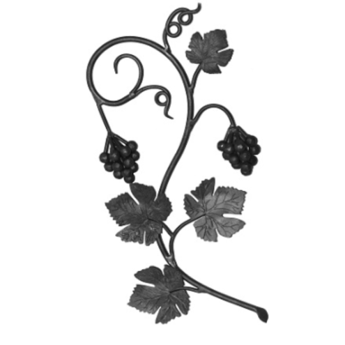 Décor feuille 2 grappes 600x290 mm Ø10 version gauche ou droite