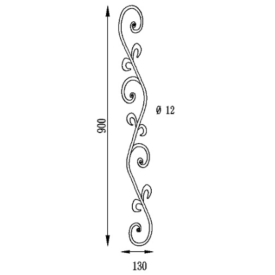 Décor portail 900x130 mm en acier rond Ø12 mm à souder