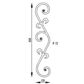 Décor portail 650x130 mm en acier Ø12 mm finition grenaillée