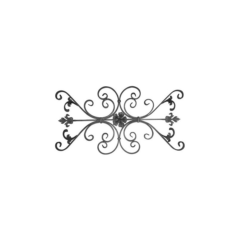 Panneau décoratif 1010x540 mm en fer plat 20x8 mm grenaillé avec rosace centrale