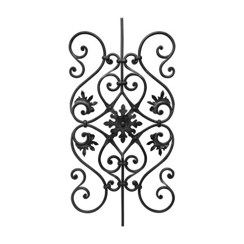 Panneau décoratif 930x480 mm en rond Ø12 mm grenaillé avec rosace centrale