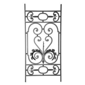 Panneau décoratif 1060x500 mm en acier carré 12 mm grenaillé avec volutes et feuilles