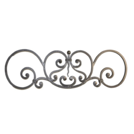 Décor volute portail 860x270 mm en acier carré 12x12 mm grenaillé à noyaux
