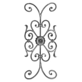 Panneau décoratif 700x300 mm en acier Ø12 mm grenaillé avec rosace centrale