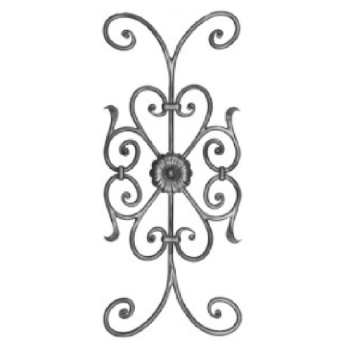 Panneau décoratif 700x300 mm en acier Ø12 mm grenaillé avec rosace centrale