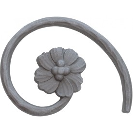 Fleur décorative en acier moulé double face 140 mm brute de fonderie