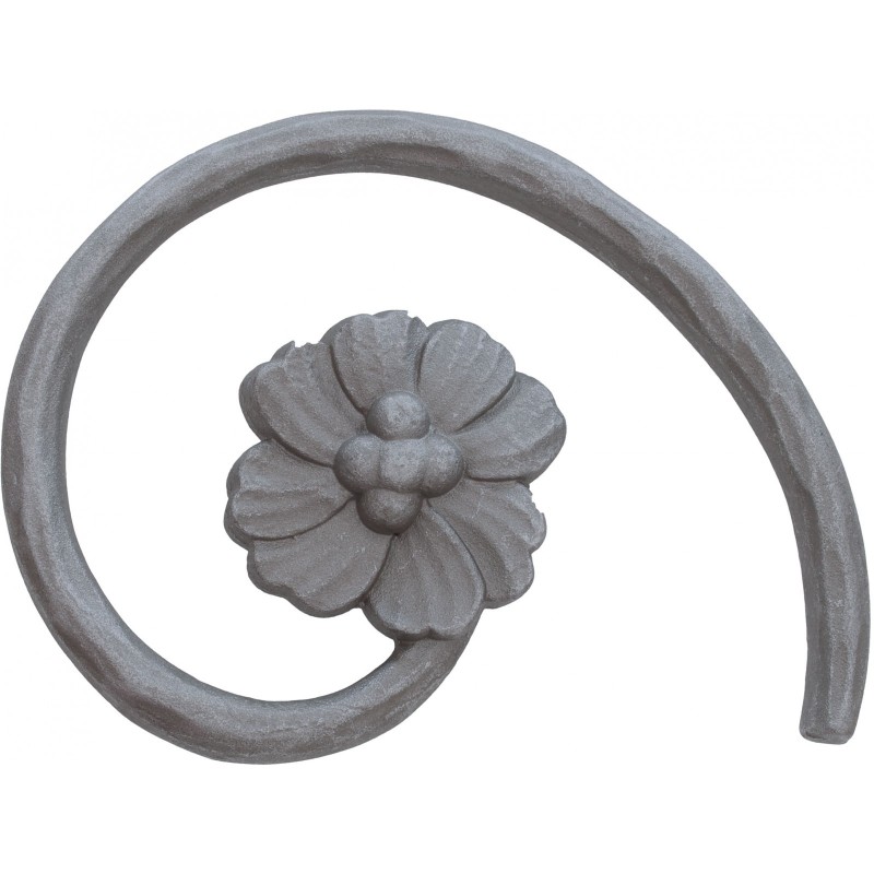 Fleur décorative en acier moulé double face 140 mm brute de fonderie