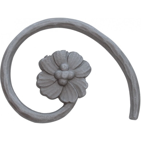 Fleur décorative en acier moulé double face 140 mm brute de fonderie