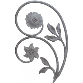 Élément floral en acier moulé double face 430 x 260 mm brut de fonderie