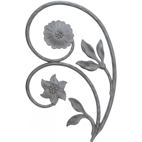 Élément floral en acier moulé double face 430 x 260 mm brut de fonderie