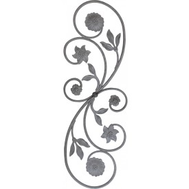 Élément floral en acier moulé double face 870 x 290 mm brut de fonderie