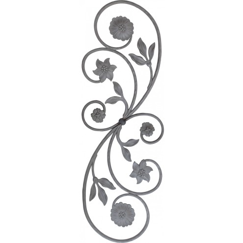 Élément floral en acier moulé double face 870 x 290 mm brut de fonderie
