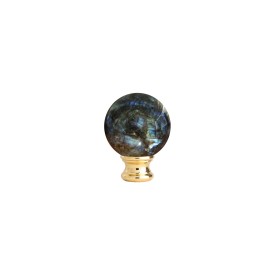 Tête de départ boule labradorite Ø95 mm sur socle laiton intérieur