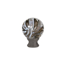 Boule de départ verre soufflé motif feuille d’or Ø99 mm – Socle laiton massif