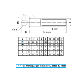 Vis CHC zinguée classe 8.8 DIN 912 ISO 4762 – M3 à M16