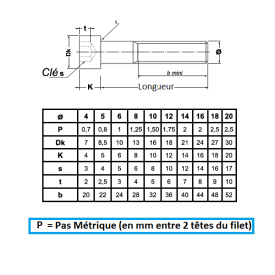 VIS CHC DIN 912 ISO 4762 ACIER BRUT CLASSE 10.9 - FILETAGE PARTIEL