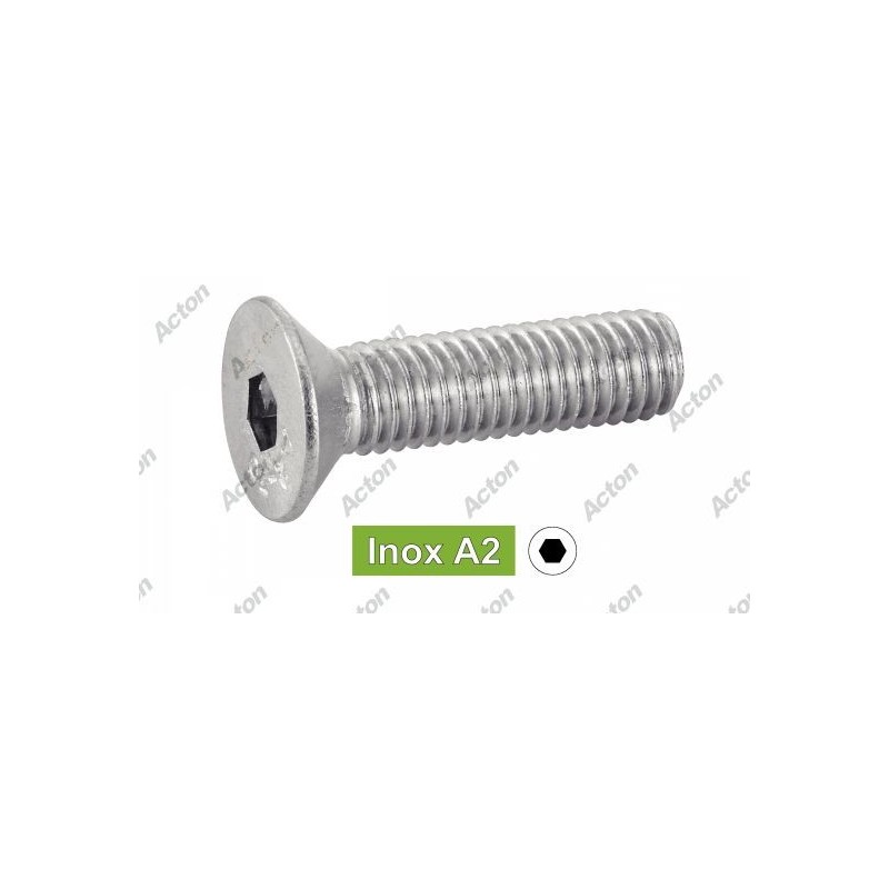 VIS FHC INOX A2 DIN 7991 FILETAGE TOTAL CREUX ISO 3506-1 M7041