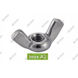 Écrou à oreilles inox A2 – forme papillon américaine – ANSI B18-17 – M3 à M20