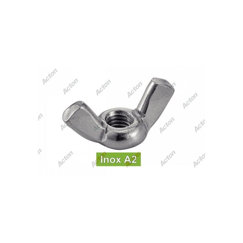 Écrou à oreilles inox A2 – forme papillon américaine – ANSI B18-17 – M3 à M20