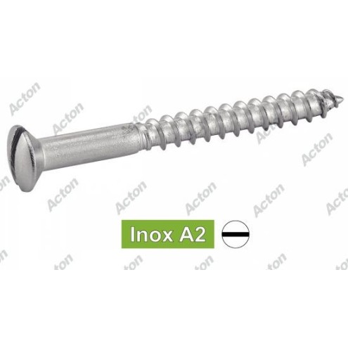 Vis bois inox A2/A4 – tête fraisée bombée fendue – DIN 95 – usage menuiserie