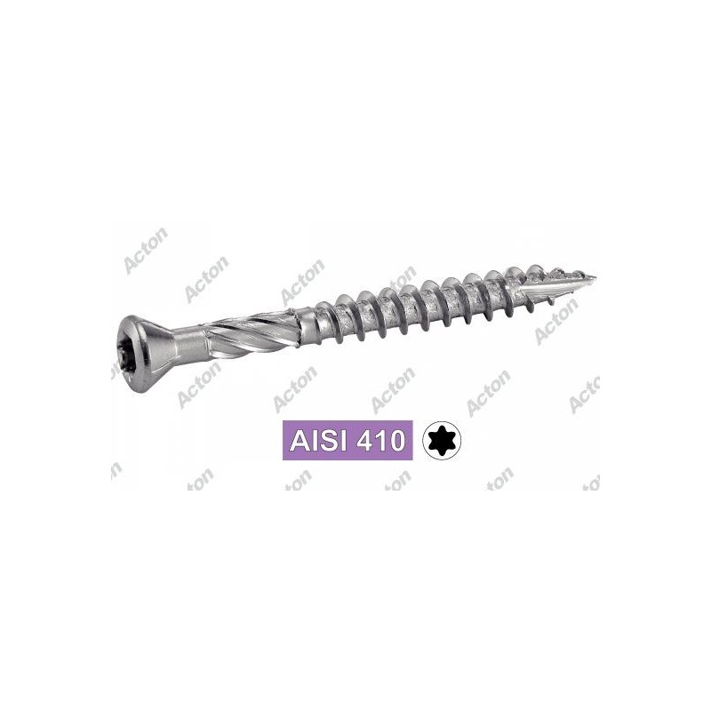 Vis terrasse inox AISI 410 – tête fraisée Torx TX25 – filetage partiel – usage bois extérieur