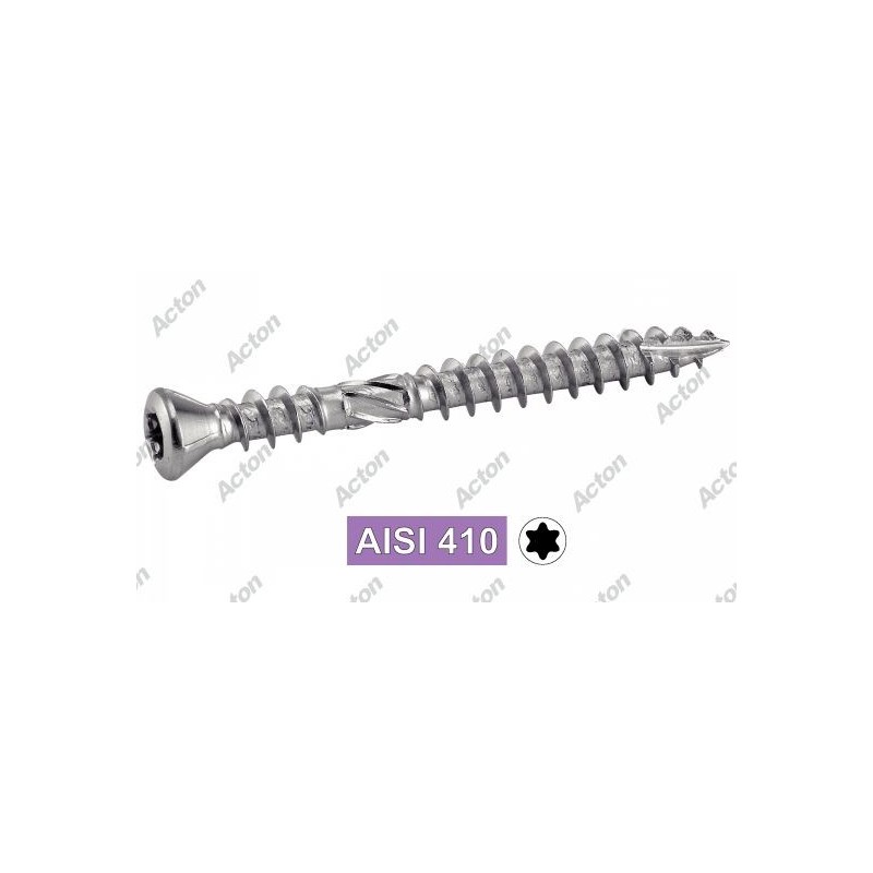 Vis inox terrasse TORX – double filet – AISI 410 ou A4 – tête fraisée crantée