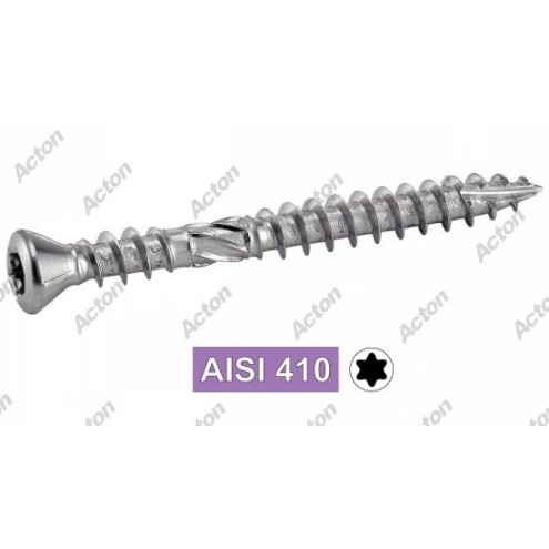 Vis inox terrasse TORX – double filet – AISI 410 ou A4 – tête fraisée crantée