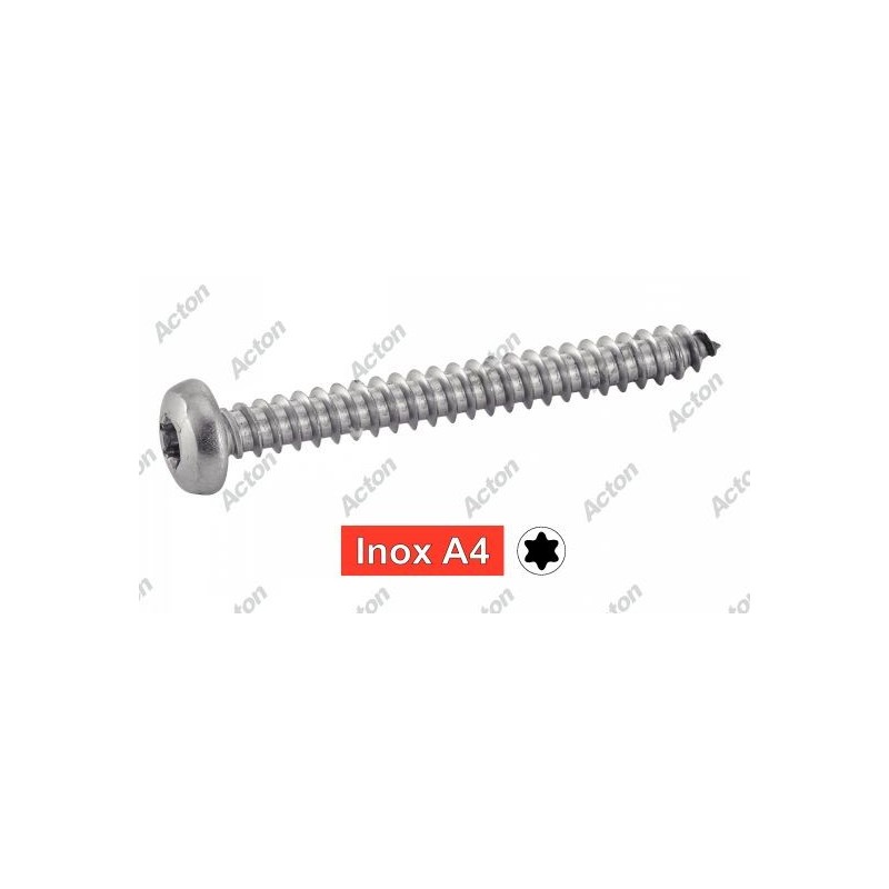 VIS À TÔLE INOX A4 EMPREINTE TORX – DIN 7981 – Ø3,5 À 6,3 MM – FILETAGE TOTAL