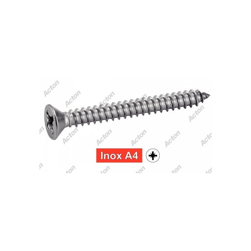 VIS À TÔLE INOX A4 AUTOPERCEUSE – TÊTE POZIDRIVE – DIN 7982 – Ø2,9 À 6,3 MM