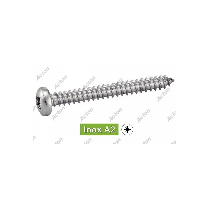 VIS À TÔLE INOX A2 TÊTE POZIDRIVE – DIN 7981 – Ø2,2 À 6,3 MM – FILETAGE TOTAL