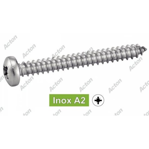 VIS À TÔLE INOX A2 TÊTE POZIDRIVE – DIN 7981 – Ø2,2 À 6,3 MM – FILETAGE TOTAL