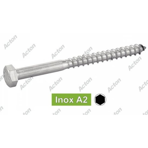VIS À BOIS TÊTE HEXAGONALE INOX A2/A4 – TIREFOND DIN 571