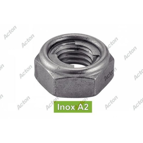 ÉCROUS HEXAGNAUX INDESSERABLES AVEC BAGUE METAL INOX A2 – M4 À M20 –