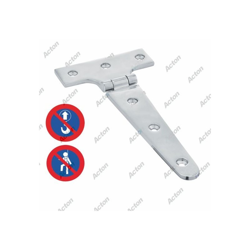 CHARNIÈRE EN T FORGÉE POLIE – INOX A4 – USAGE FIXATION EXTÉRIEURE