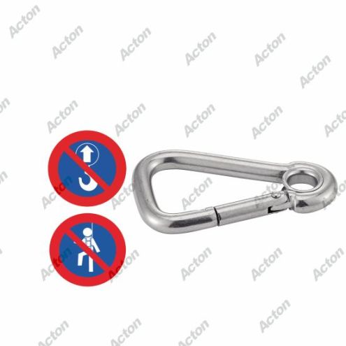 MOUSQUETON POMPIER À ŒIL ASYMÉTRIQUE INOX A4 Ø5 À Ø11