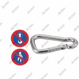 MOUSQUETON POMPIER ASYMÉTRIQUE INOX A4 DIAMÈTREØ5 À Ø11