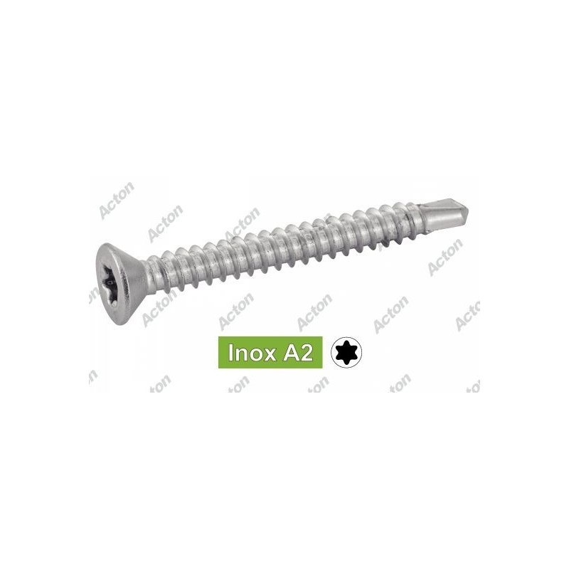 Vis autoperceuse tête fraisée six lobes inox A2 DIN 7504 O pour aluminium