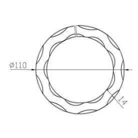 Cercle décoratif en acier martelé Ø110 mm plat 14x14 mm pour ferronnerie
