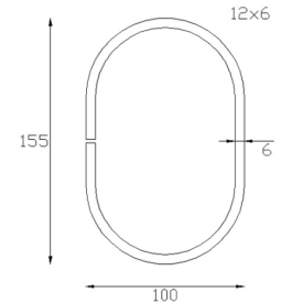 Volute ovale forgée 155x100 mm en acier plat 12x6 mm pour ferronnerie